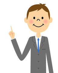 スーツの男性（上半身）　指をさす