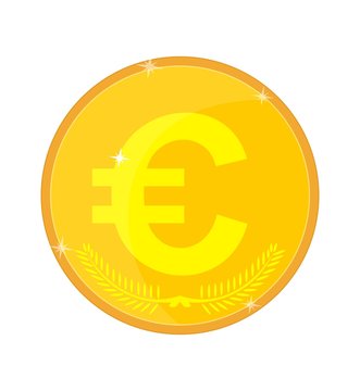 Gold coin with the euro symbol