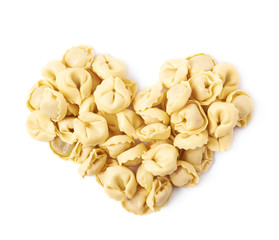 Heart shape made of ravioli