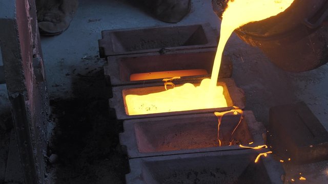 Lost wax bronze casting in a foundry