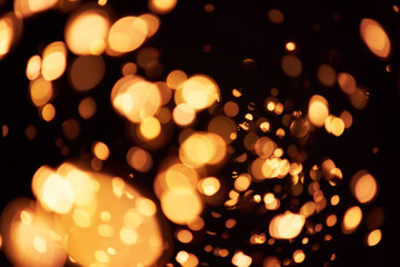 Photo of realistic lens flares star lights, black background. Horizontal