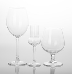 Set of empty glasses