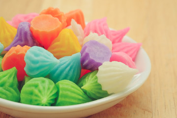 Aalaw thai candy dessert with filter effect retro vintage style