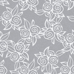 Gray seamless pattern with roses flowers