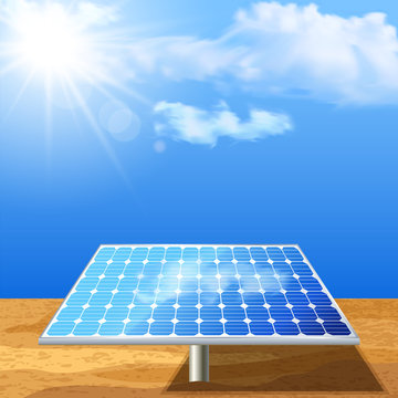 Realistic vector illustration of solar battery, power generation