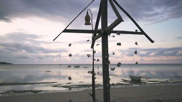 Beautiful ocean under coudy sunset sky
