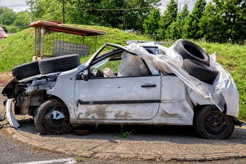 Damaged car after the accident