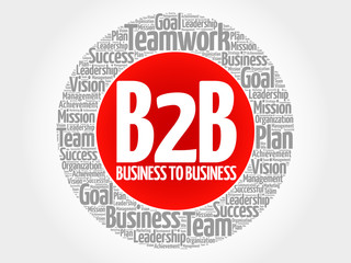 B2B (Business to Business) circle word cloud, business concept