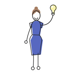Businesswoman Holding Lignt Bulb, New Idea Concept Vector Illustration
