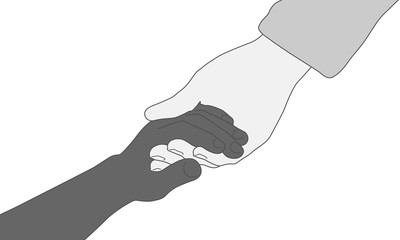 Hand und Kinderhand - Silhouette