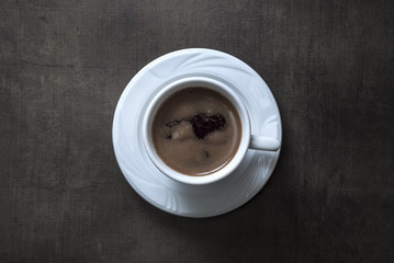 Coffee Cup on Wooden Table Background