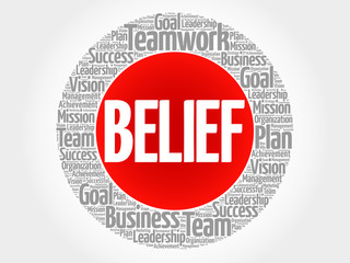 BELIEF circle word cloud, business concept