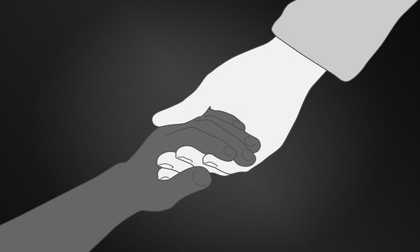 Hand und Kinderhand - Silhouette (Schwarz)