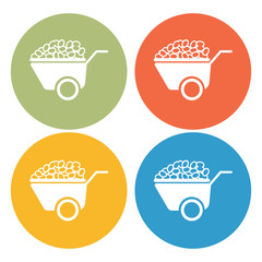 Wheelbarrow with potatoes icon