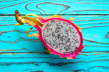 Pitaya dragon fruit in pink cutted