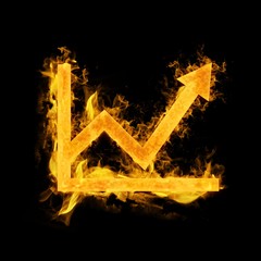 Composite image of graph in fire