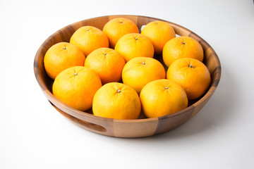 Oranges fruit, half of orange, orange isolated and basket with a lot of oranges