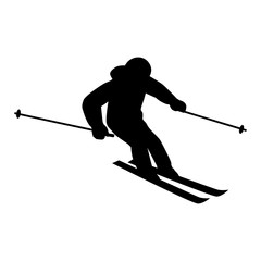 People Skiing Flat Style Design