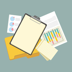 Work Table Tablet and Document Design Flat