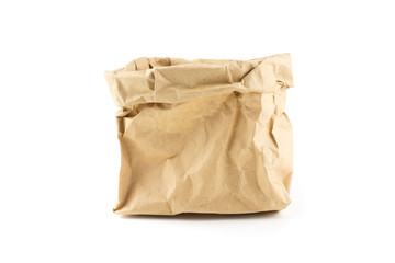 wrinkle brow paper bag isolated white background