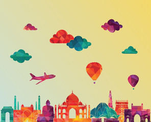 India detailed skylines. vector illustration