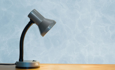 lamp on wooden table