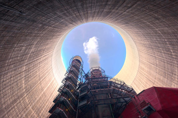 Huge Power plant producing heat