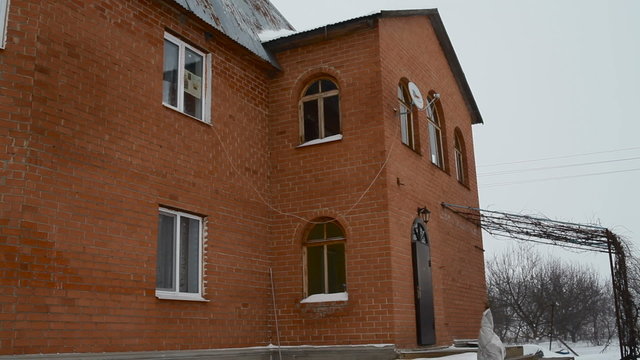 unfinished lone house of the farmer at khutor