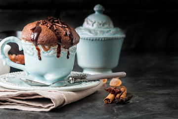 Chocolate souffle with  chocolate