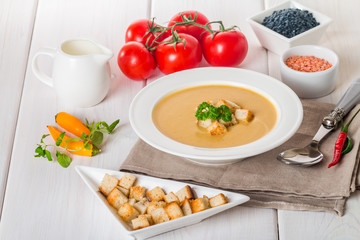 Vegetarian lentil cream soup