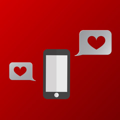 Valentines day sms texting. Vector illustration.