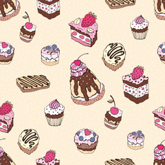 Seamless cupcake pattern