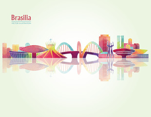 Brasilia detailed skylines. vector illustration - obrazy, fototapety, plakaty