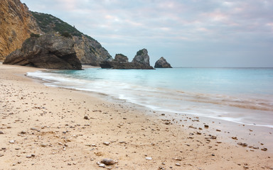 turquoise sea, white sand, sun, beach with very beautiful nature