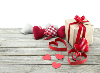Assorted hearts and present