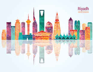  Riyadh skyline. Vector illustration - obrazy, fototapety, plakaty