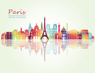 Paris skyline. Vector illustration - obrazy, fototapety, plakaty