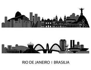 Rio De Janeiro skyline detailed silhouette. Vector illustration