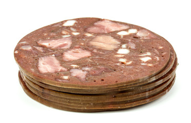 blood sausage on a white background