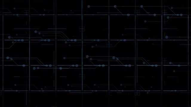 Extreme abstract grid digital background with rectangles lines and shades of blue 4K