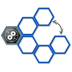 Vector hexagons for your text and cogwheels