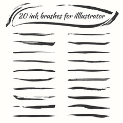 Vector ink brushes set. Grunge brush strokes collection for illustrator.