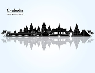 Cambodia Landmark skyline. Vector illustration