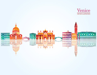 Fototapeta premium Venice detailed skyline. vector illustration