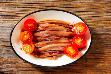 Anchovies salted tapas   Mediterranean oil