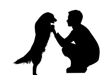 Spielender Hund mit Mensch