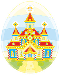 Obraz na płótnie Canvas Easter egg with a church