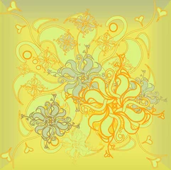Stof per meter Golden Rose, hand-drawn flower, floral ornament modern, vector illustration,sunny © Luiza