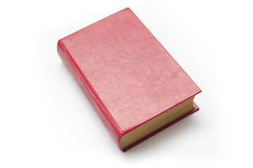 Blank red hardcover book on white background with copy space