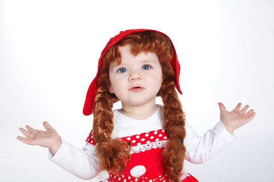 curly red hair girl portrait